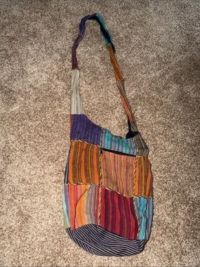 Colorful Patchwork Crossbody Shoulder Bag - Boho Stripe